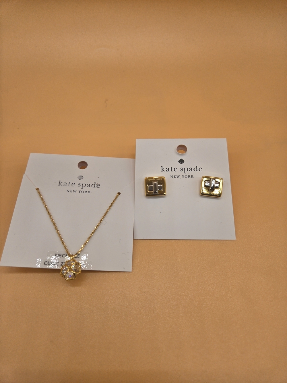 kate spade gold floral crystal pendant necklace